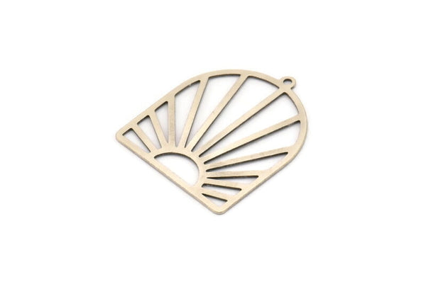 Silver Sun Charm, 4 Antique Silver Plated Brass Sun Shaped Charms With 1 Loop, Charm Pendants, Findings (33x28x0.60mm) A5226
