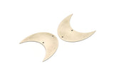 Moon Phase Blank, 2 Antique Silver Plated Brass Crescent Moon Blanks With 2 Holes (42x20x0.6mm) BS 2119