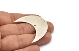 Moon Phase Blank, 2 Antique Silver Plated Brass Crescent Moon Blanks With 2 Holes (42x20x0.6mm) BS 2119