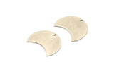 Silver Brass Crescent, 4 Antique Silver Plated Brass Crescent Shaped Moon Blanks (25x15x0.80mm) Moon4  D0494