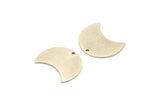 Silver Brass Crescent, 4 Antique Silver Plated Brass Crescent Shaped Moon Blanks (25x15x0.80mm) Moon4  D0494
