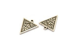 Silver Triangle Charm, 4 Antique Silver Plated Brass Triangle Charms With 1 Loop, Motif Findings, Ethnic Motif Findings (19x16x1.5mm) N2301