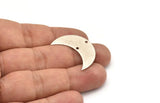 Moon Phase Pendant, 4 Antique Silver Plated Brass Crescent Shaped Pendants with 2 Holes (30x11x0.80mm) D0081