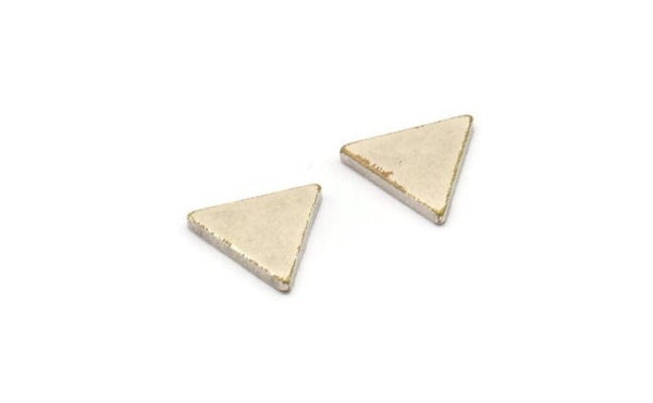 Silver Triangle Blank, 12 Antique Silver Plated Brass Triangle Blanks (11x11x11x1.5mm) D0130