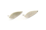 Silver Oval Earring, 2 Antique Silver Plated Brass Oval Stud Earrings With 1 Hole (30x9x1mm) N2300