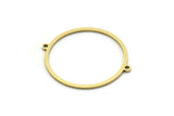 Brass Round Connector, 12 Raw Brass Round Shaped Connectors With 2 Loops, Earring Findings, Geometric Connectors (34x30x1mm) A3908
