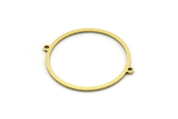 Brass Round Connector, 12 Raw Brass Round Shaped Connectors With 2 Loops, Earring Findings, Geometric Connectors (34x30x1mm) A3908