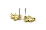 Brass Flower Earring, 6 Raw Brass Flower Stud Earrings With 1 Loop (13x11mm) N2295