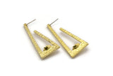Earring Studs, 2 Raw Brass - Triangle Shaped Stud Earrings With Pad For 7mm Stone - Brass Earrings - Earrings (48x20x2mm) N2412