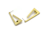 Earring Studs, 2 Raw Brass - Triangle Shaped Stud Earrings With Pad For 7mm Stone - Brass Earrings - Earrings (48x20x2mm) N2412