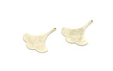 Silver Ginkgo Pendant, 4 Antique Silver Plated Brass Ginkgo Leaf Charms With 1 Hole (37x31x0.60mm) BS 2244