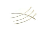 Silver Stud Earring Wires, 8 Antique Silver Plated Brass Needle Bar Earring Wires with 1 Hole (70x2.5x1mm) BS 2291