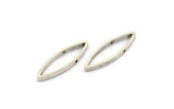 Silver Marquise Connectors, 6 Antique Silver Plated Brass Marquise Shaped Connectors with 2 Holes (9x28x3mm) BS 2337