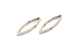 Silver Marquise Connectors, 6 Antique Silver Plated Brass Marquise Shaped Connectors with 2 Holes (9x28x3mm) BS 2337