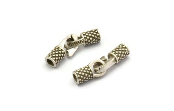 Leather Hook Caps, 2 Antique Silver Plated Brass Leather Cord Ends, Hook Ends For 3mm Leather Cord (16x13x5.5mm) N0308