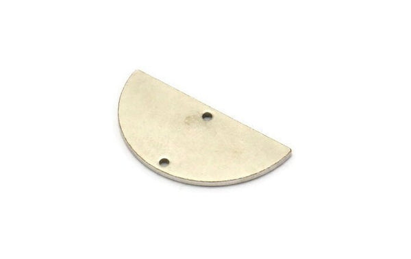 Semi Circle Pendant, 4 Antique Silver Plated Brass Semi Circle Blanks With 2 Holes (30x15x1.2mm) BS 2013