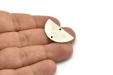 Semi Circle Pendant, 4 Antique Silver Plated Brass Semi Circle Blanks With 2 Holes (30x15x1.2mm) BS 2013
