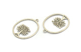 Silver Tree Charm, 2 Antique Silver Plated Brass Tree Charms With 1 Loop, Pendant, Findings (45x34x1.2mm) BS 2044
