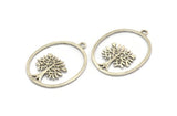 Silver Tree Charm, 2 Antique Silver Plated Brass Tree Charms With 1 Loop, Pendant, Findings (45x34x1.2mm) BS 2044
