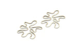 Silver Leaf Charm, 12 Antique Silver Plated Brass Leaf Connectors Without Hole, Pendants, Findings (26x21x0.60mm) D0776 S519