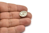 Silver Oval Charm, 4 Antique Silver Plated Brass Oval Charms With 1 Loop, Cloud Findings, Moon And Star Findings (20x15x1.4mm) N2313
