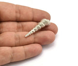 Silver Shell Charm, Antique Silver Plated Brass Sea Shell Charm With 1 Hole, Pendants, Earrings, Findings (40x12mm) SY0064