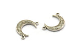 Silver Moon Charm, 2 Antique Silver Plated Brass Textured Horn Charms, Pendant, Jewelry Finding (19x6x4.40mm) N0201