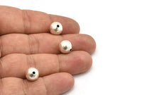 10mm Ball Beads, 12 Antique Silver Plated Brass Beads (10mm) D0045