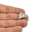 Silver Triangle Charm, 4 Antique Silver Plated Brass Triangle Charms With 1 Loop, Cloud Findings, Moon And Star Findings (20x18x1.4mm) N2338