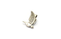 Tiny Bird Charm, 5 Antique Silver Plated Brass Bird Necklace Pendants With 1 Loop (13x10mm) N0429