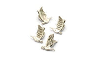 Tiny Bird Charm, 5 Antique Silver Plated Brass Bird Necklace Pendants With 1 Loop (13x10mm) N0429