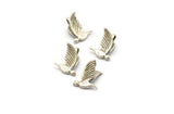 Tiny Bird Charm, 5 Antique Silver Plated Brass Bird Necklace Pendants With 1 Loop (13x10mm) N0429