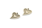 Silver Heart Charm, 4 Antique Silver Plated Brass Heart Charms With 1 Loop, Findings (18x15x1.5mm) N2383