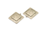 Silver Square Charm, Antique Silver Plated Brass And Raw Copper Square Charm With 1 Loop, Copper Charms (27x25x3mm) N2215