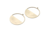 Silver Round Charm, 2 Antique Silver Plated Brass Circle Charms With 1 Loop, Charm Pendants (38x36x1mm) A3056