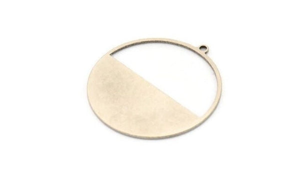 Silver Round Charm, 2 Antique Silver Plated Brass Circle Charms With 1 Loop, Charm Pendants (38x36x1mm) A3056