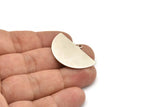 Half Moon Blank, 4 Antique Silver Plated Brass Semi Circle Blank Charms With 1 Loop, Pendants, Earrings, Findings (35x22x0.80mm) BS 2088