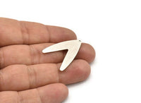Silver Letter Charm, 4 Antique Silver Plated Brass V Shape Charms With 1 Hole, Findings (31x22.5x0.80mm) D988