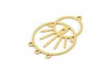 Brass Round Charm, 6 Raw Brass Sun Charms With 4 Loops, Charm Pendants (29x19x0.60mm) SMP0856