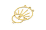 Brass Round Charm, 6 Raw Brass Sun Charms With 4 Loops, Charm Pendants (29x19x0.60mm) SMP0856