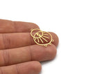 Brass Round Charm, 6 Raw Brass Sun Charms With 4 Loops, Charm Pendants (29x19x0.60mm) SMP0856