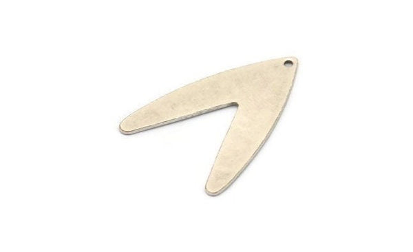 Silver Letter Charm, 4 Antique Silver Plated Brass V Shape Charms With 1 Hole, Findings (31x22.5x0.80mm) D988