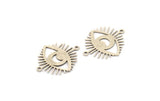 Silver Eye Charm, 8 Antique Silver Plated Brass Crescent Moon Patterned Eye Shaped Charms With 2 Loops, Connectors (26x22x0.60mm) A3488