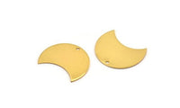 Gold Crescent, 2 Gold Plated Brass Crescent Shaped Moon Blanks (25x15x0.80mm) Moon4  D0494