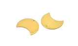 Gold Crescent, 2 Gold Plated Brass Crescent Shaped Moon Blanks (25x15x0.80mm) Moon4  D0494