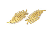 Gold Leaf Charm, 2 Gold Plated Brass Branch Charms With 1 Loop, Charm Pendants (62x27x0.60mm) A3439 H0985