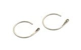 Silver Earring Wires, 6 Antique Silver Plated Brass Earring Wires With 1 Hole (30x25x1.2mm) E298