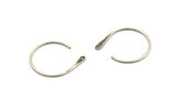Silver Earring Wires, 6 Antique Silver Plated Brass Earring Wires With 1 Hole (30x25x1.2mm) E298