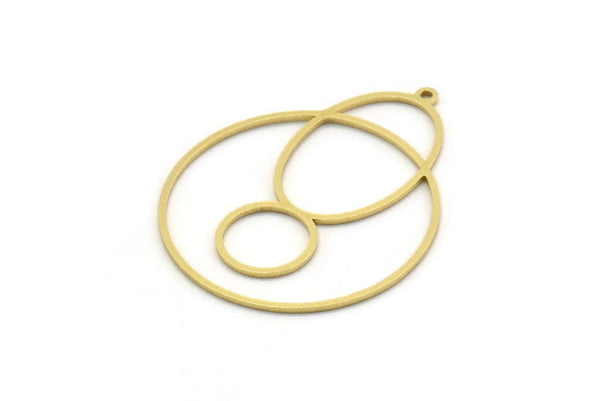 Brass Round Charm, 4 Raw Brass Round Shaped Charm With 1 Loop, Charm Pendants (38x30x0.80mm) SMP0624