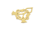 Brass Ethnic Charm, 6 Raw Brass Ethnic Motif Charms With 1 Loop, Tulip Charms, Earring Charms (26x25x0.60mm) SMP0866